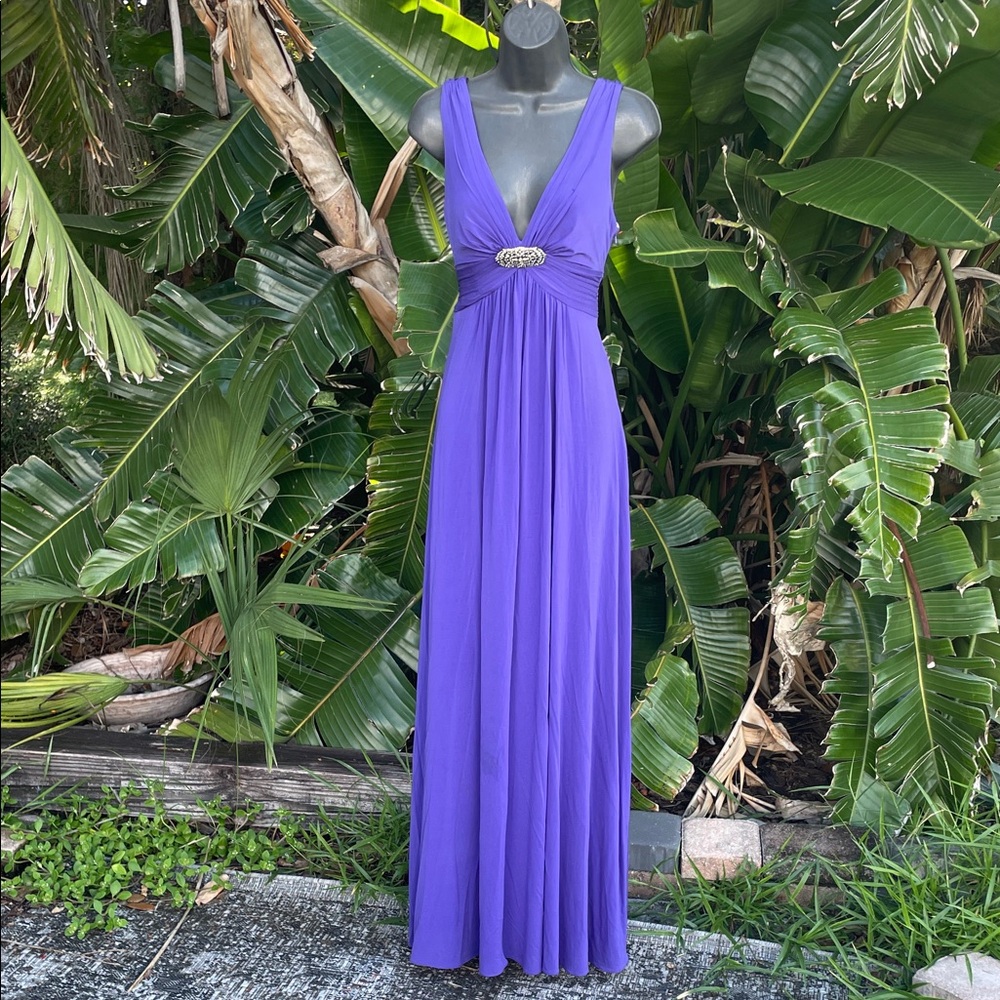 BCBG purple Grecian style maxi gown